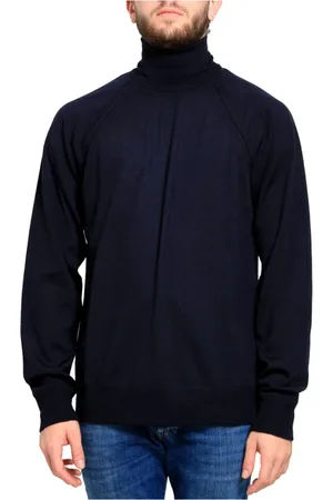 Paolo Pecora Strik, Herre, Blå, 2XL, Uld, Turtleneck
