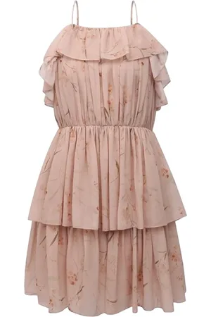 Céline Kjole, Dame, Lyserød, XS, Chiffon, Blomstret Chiffon Kjole
