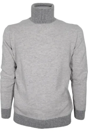 CASHMERE COMPANY Strik, Herre, Grå, XL, Uld, Turtleneck