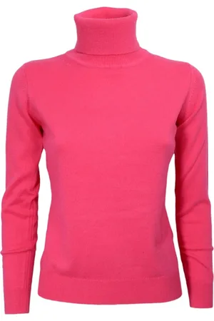 CASHMERE COMPANY Strik, Dame, Lyserød, XS, Uld, Klassisk Turtleneck