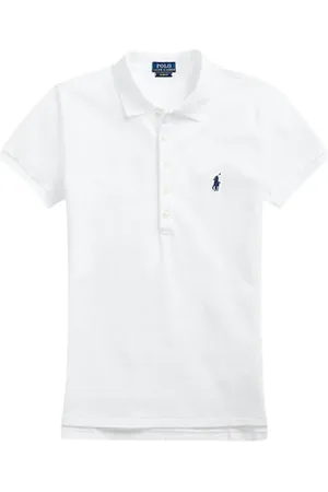 Ralph Lauren Top, Dame, Hvid, XL, Bomuld, Slim-Fit Polo Shirt