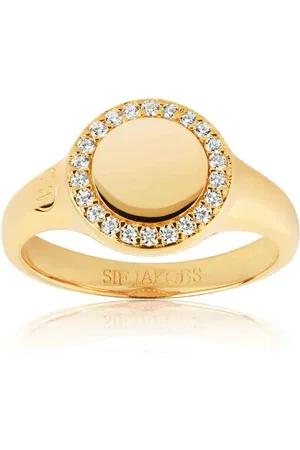 Sif Jakobs Tilbehør, Dame, Gul, 56 MM, Uld, 18 kt. Guldplateret Ring med Hvide Zirkonia