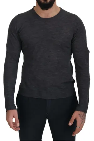 Costume National Strik, Herre, Grå, M, Uld, Grå Crewneck Pullover Sweater til Mænd