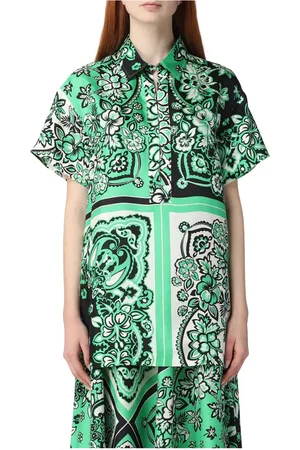 RED Valentino Bluser & Skjorter, Dame, Grøn, M, Uld, Bandana Print Bluse til Kvinder