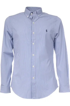 Ralph Lauren Skjorte, Herre, Blå, 2XL, Bomuld, Slim-Fit Formel Bomuldsskjorte