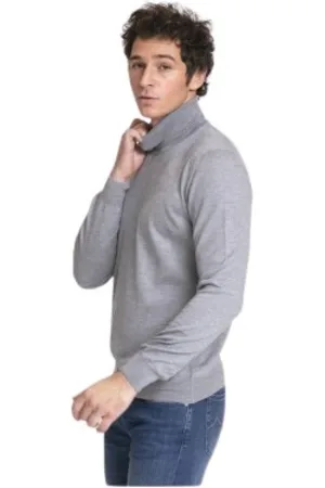 Gran Sasso Strik, Herre, Grå, 4XL, Uld, Let Turtleneck