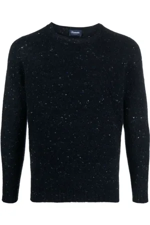 DRUMOHR Strik, Herre, Blå, 2XL, Uld, Midnight Speckle-Strik Trøje