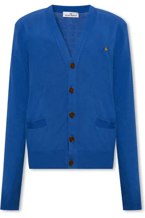 Vivienne Westwood Strik, Herre, Blå, L, Bomuld, Cardigan med logo