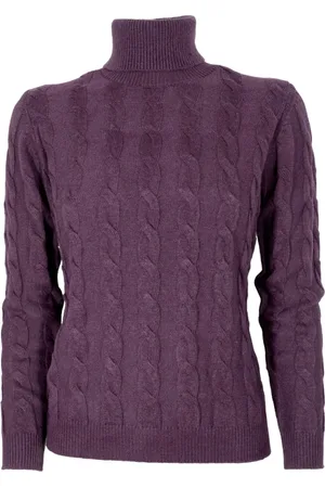 CASHMERE COMPANY Strik, Dame, Lilla, XS, Uld, Turtleneck