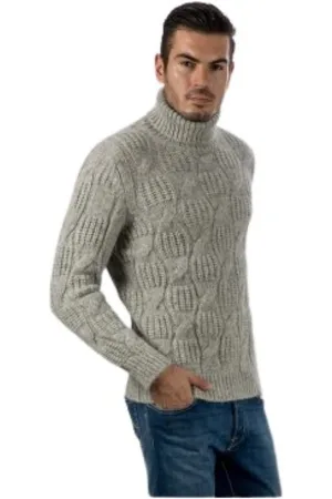 Gran Sasso Strik, Herre, Grå, XL, Bomuld, Turtleneck