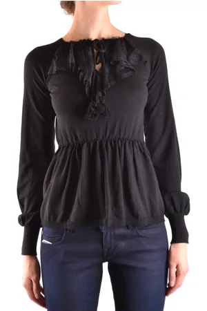 RED Valentino Bluser & Skjorter, Dame, Sort, XS, Langærmet Kort Top