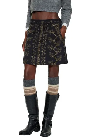 Antik Batik Nederdel, Dame, Sort, S, Bomuld, Oriane broderet nederdel