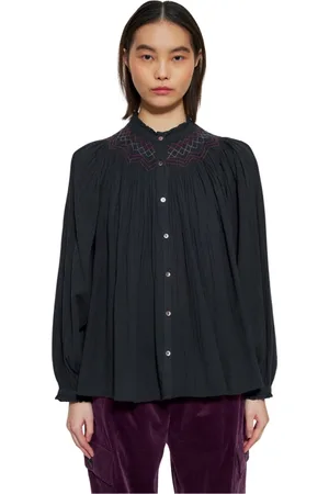 Antik Batik Bluser & Skjorter, Dame, Sort, M, Bomuld, Daya bluse