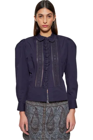 Antik Batik Bluser & Skjorter, Dame, Blå, XS, Bomuld, Diane bluse