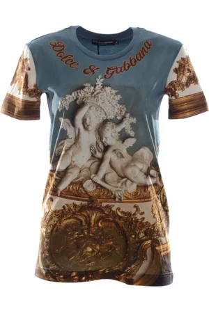 Dolce & Gabbana Top, Dame, Blå, 3XS, Bomuld, Kvinders Angels Kortærmet T-shirt