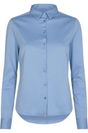 Mos Mosh Bluser & Skjorter, Dame, Blå, S, Lyseblå Tina Jersey Skjorte Bluse