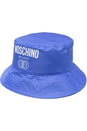 Moschino Tilbehør, Herre, Blå, M, Polyester, Logo-Print Spandhat til Mænd