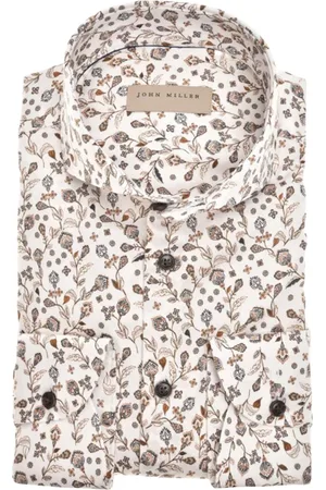 john miller Skjorte, Herre, , 4XL, Bomuld, Ecru Langærmede Skjorter