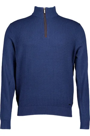Bugatti Strik, Herre, Blå, 2XL, Bomuld, Blå Pullovers