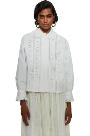 Antik Batik Bluser & Skjorter, Dame, , M, Bomuld, Diane rynket bluse