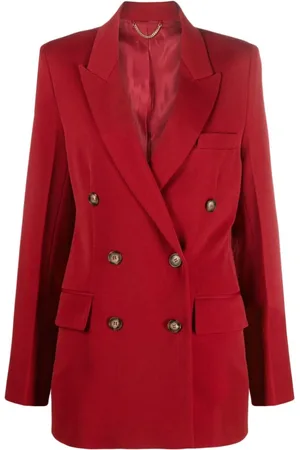 Victoria Beckham Jakke, Dame, Rød, S, Uld, Rød dobbeltradet blazer