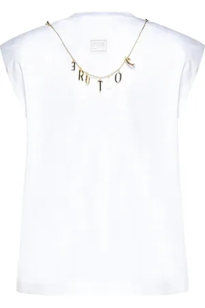 VERSACE Top, Dame, Hvid, L, Bomuld, Stilfuld Ærmeløs Bomuldstop til Kvinder