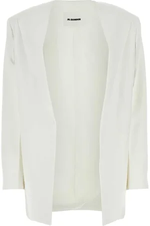 Jil Sander Strik, Dame, Hvid, XS, Hvid Viskose Blazer Cardigan