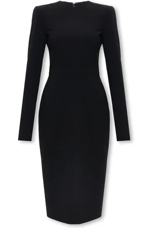 Victoria Beckham Kjole, Dame, Sort, XS, Uld, Kjole med lange ærmer