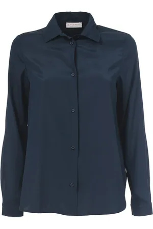 LE TRICOT PERUGIA Bluser & Skjorter, Dame, Blå, 2XL, Silkeskjorte med klassisk krave