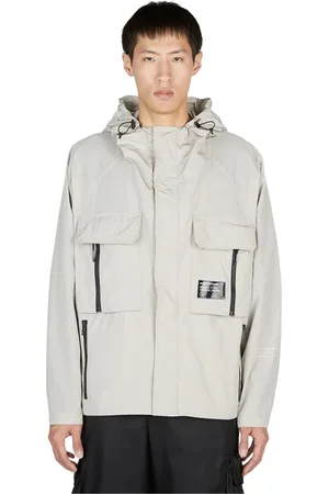 Moncler Jakke, Herre, Grå, M, Uld, Shell Parka Jakke med Hætte