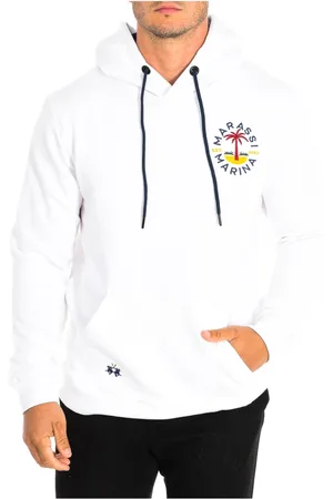 La Martina Sweathshirts & Hoodies, Herre, Hvid, 2XL, Bomuld, Hættetrøje med broderet logo
