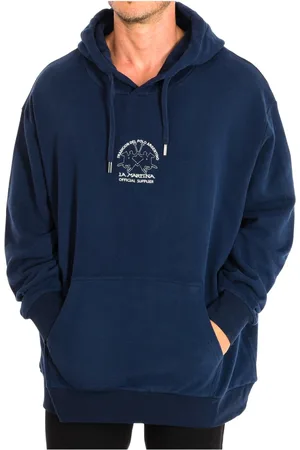 La Martina Sweathshirts & Hoodies, Herre, Blå, 3XL, Bomuld, Hættetrøje med broderet logo