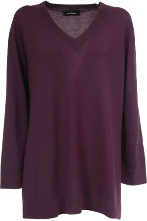 Gran Sasso Strik, Dame, Lilla, 3XL, Uld, Uldtrøje med V-hals