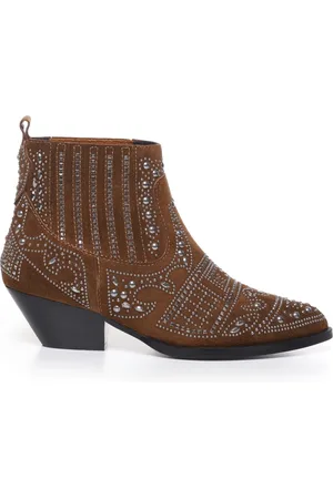 Bibi Lou Sko, Dame, Brun, 39 EU, Suede, Suede Texan Støvler med Metalnitter