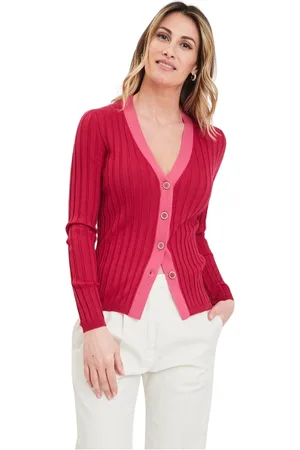 Gran Sasso Strik, Dame, Lyserød, L, Uld, Bicolor Cardigan