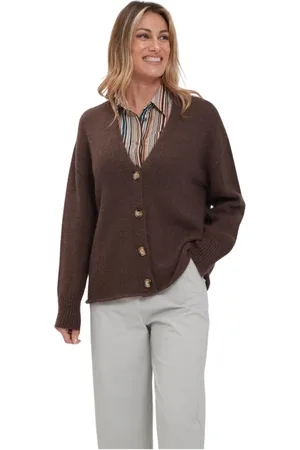 ALPHA STUDIO Strik, Dame, Brun, S, Uld, Knaplukket Cardigan