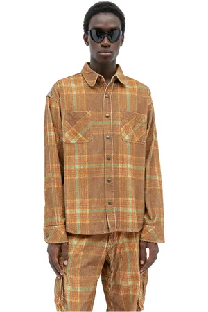 ERL Skjorte, Herre, Brun, S, Bomuld, Printet Corduroy Overshirt