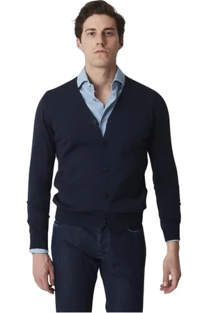 ALPHA STUDIO Strik, Herre, Blå, M, Uld, Herre Cardigan