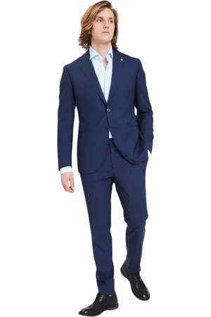 LUIGI BIANCHI MANTOVA Jakkesæt, Herre, Blå, 2XL, Elegant Kjole