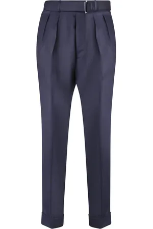 OFFICINE GENERALE Bukser, Herre, Blå, XL, Bomuld, Ribbed Bukser med Tapered Ben