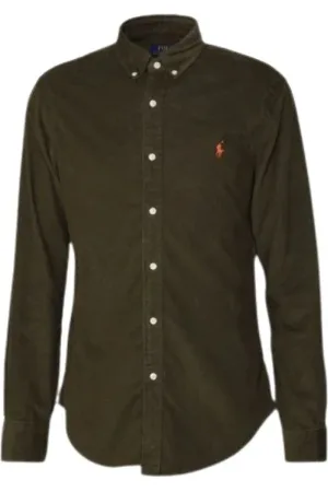 Ralph Lauren Skjorte, Herre, Grøn, M, Bomuld, Slim Corduroy Skjorte