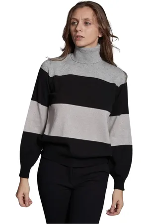 KANGRA CASHMERE Strik, Dame, Sort, L, Uld, Rullekraver