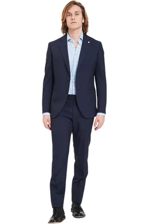 LUIGI BIANCHI MANTOVA Jakkesæt, Herre, Blå, L, Uld, Elegant Kjole