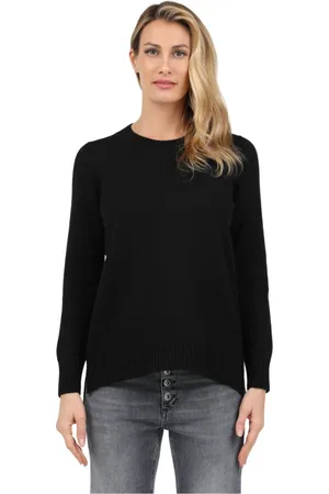 Gran Sasso Strik, Dame, Sort, S, Ribstrikket rundhals sweater