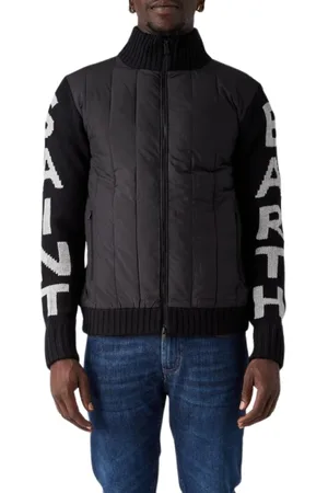 MC2 SAINT BARTH Jakke, Herre, Sort, XL, Uld, Polstret jakke med strikkede ærmer og ryg