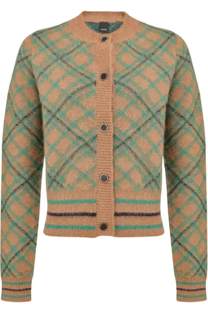 Pinko Strik, Dame, Brun, S, Jacquard Cardigan i Passito-stil