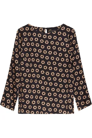 Elena Miro Bluser & Skjorter, Dame, Blå, XL, Satin, Printet satinbluse