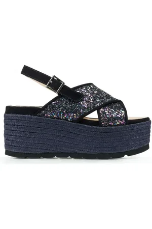 Espadrilles Sko, Dame, Blå, 40 EU, Glitter Slip-On Sko