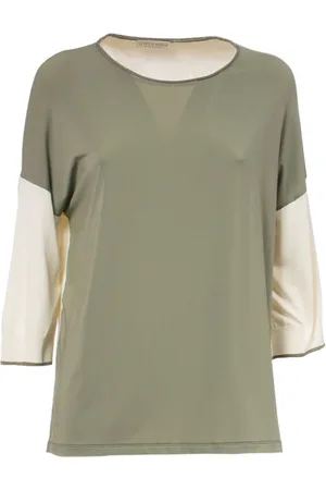 LE TRICOT PERUGIA Bluser & Skjorter, Dame, Grøn, 2XS, Bicolor Bluse med 3/4 Ærmer