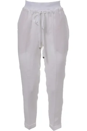 LE TRICOT PERUGIA Bukser, Dame, Hvid, XS, Linned, Linnedbukser med elastisk talje